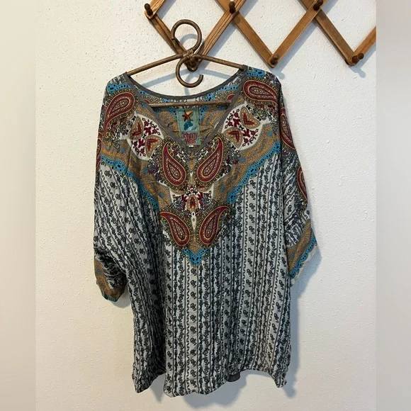 Johnny Was silk tunic blouse paisley print - Picture 2 of 5